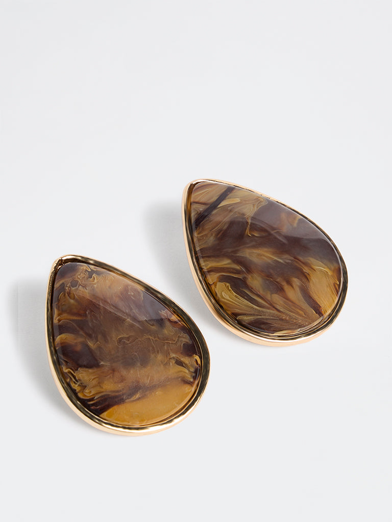 Westside Accessories Dark Brown Statement Stud Earrings