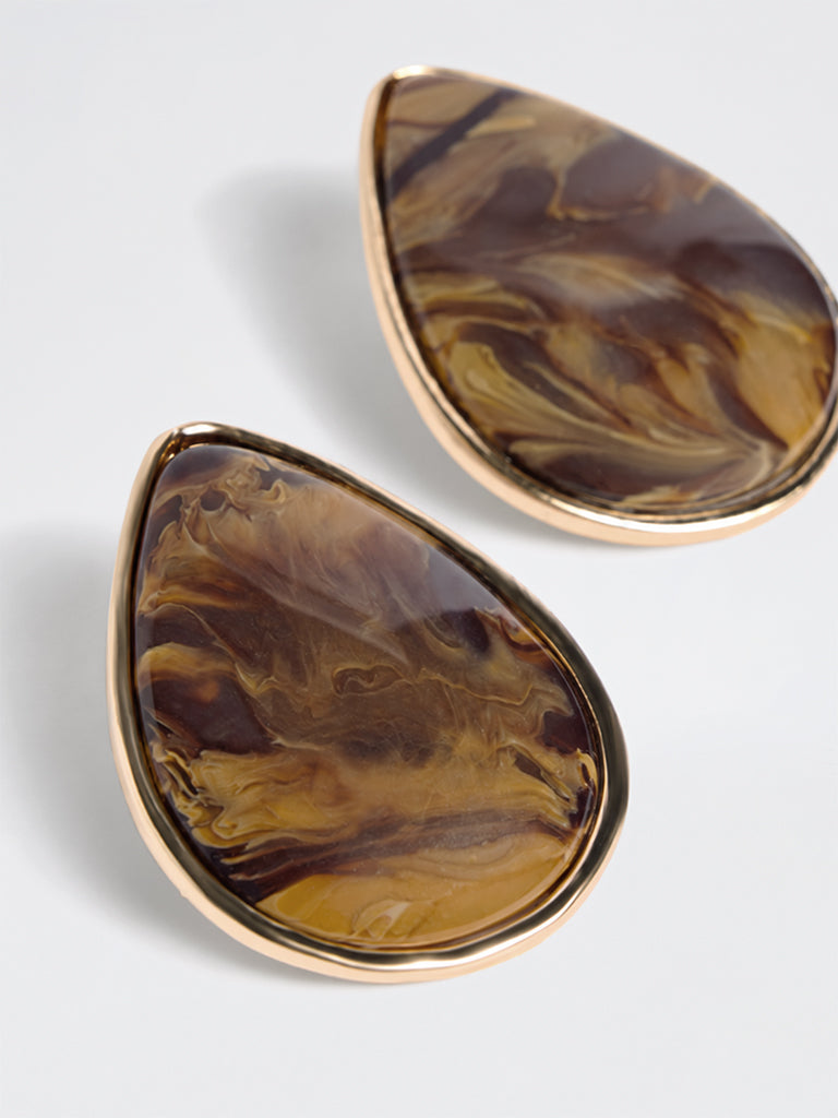 Westside Accessories Dark Brown Statement Stud Earrings