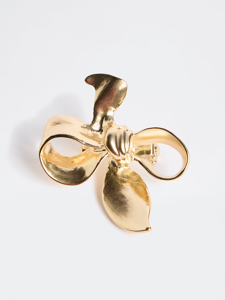 Westside Accessories Gold Bow Shaped Brooch