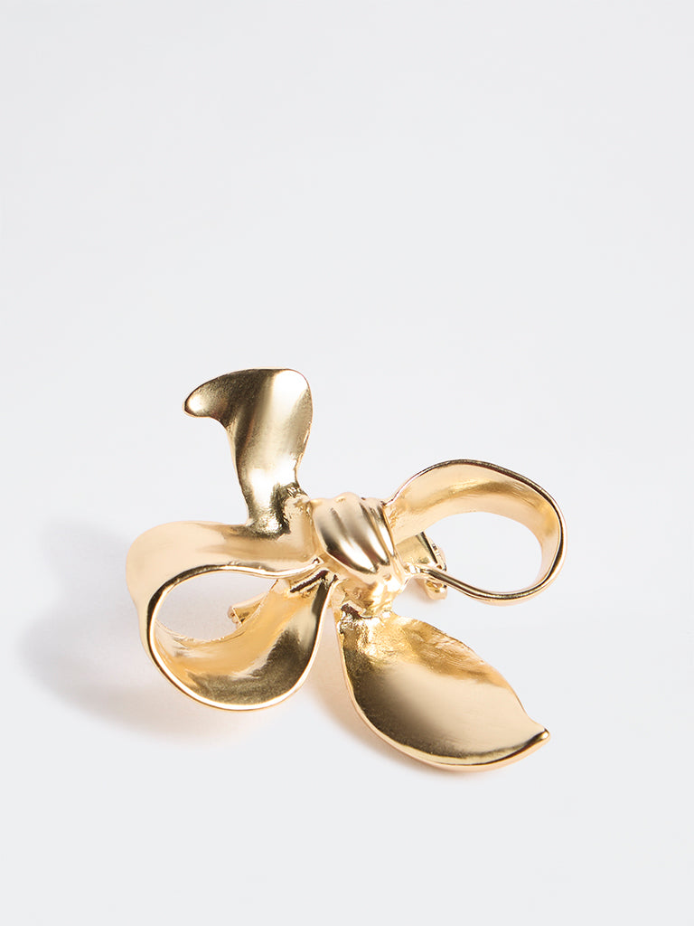 Westside Accessories Gold Bow Shaped Brooch
