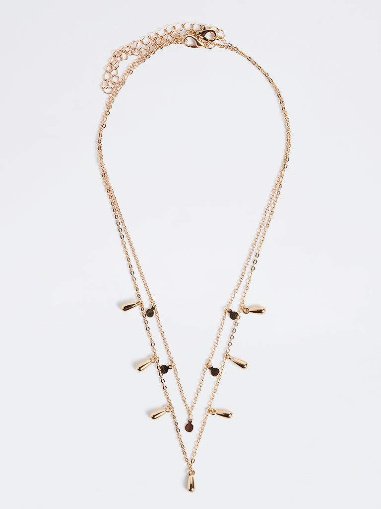 Westside Accessories Gold 2-Layer Multi-Charm Dainty Necklace
