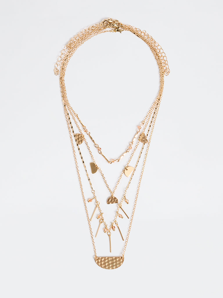 Westside Accessories Gold Geometric Charm 4-Layer Chain Necklace