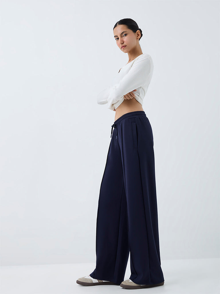 Nuoflexx Navy Pipeline-Detail High-Rise Track Pants