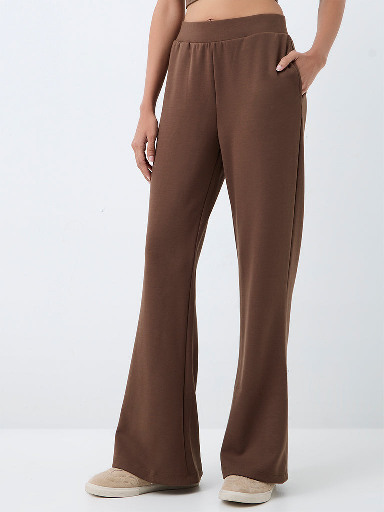 Nuoflexx Brown Solid Flared Yoga Pants