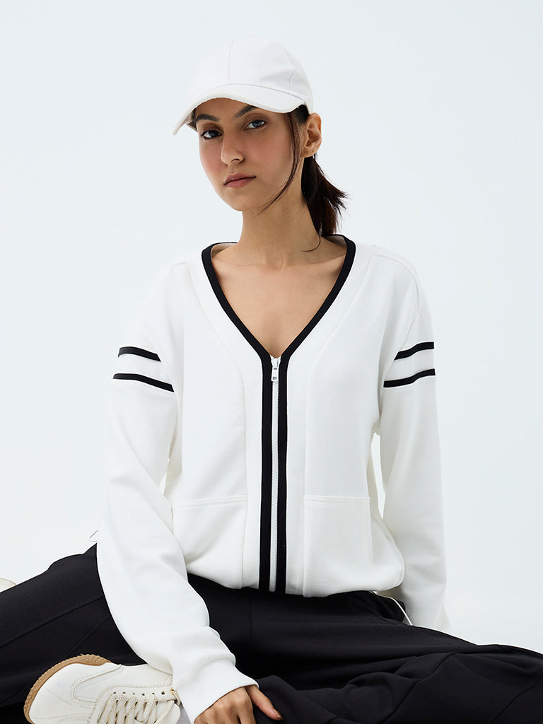Nuoflexx White Contrast-Piping Jacket