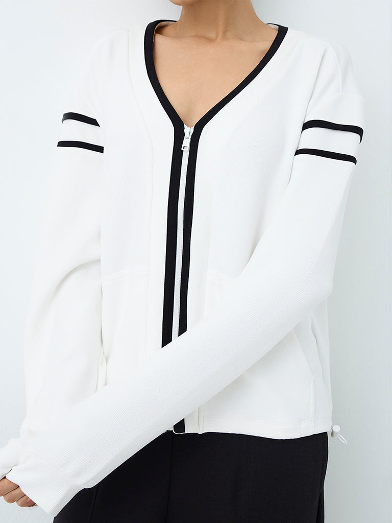 Nuoflexx White Contrast-Piping Jacket
