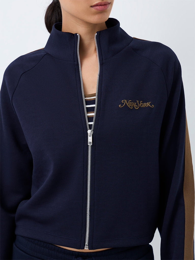 Nuoflexx Navy Stripe-Detailed Jacket