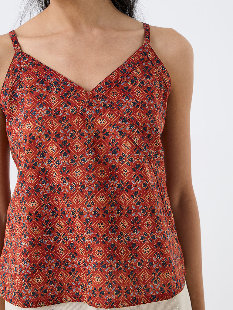Bombay Paisley Red Geometric Printed Top