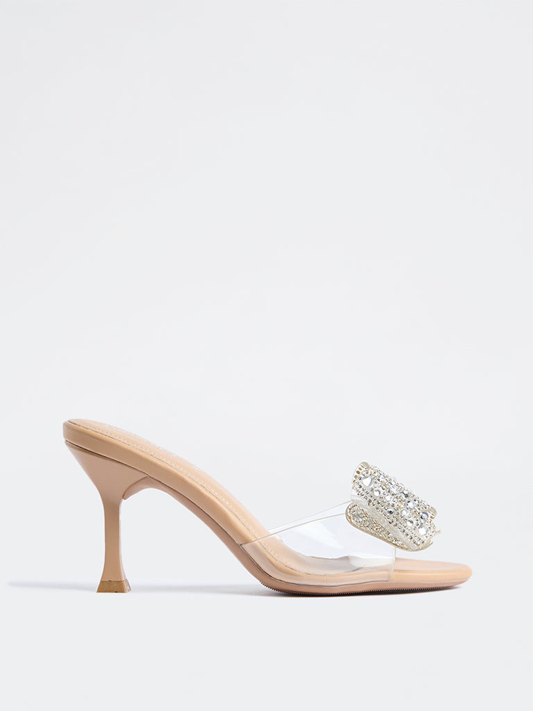 LUNA BLU Silver Bow Heel Sandals
