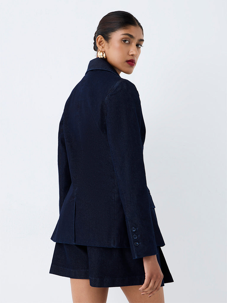 Wardrobe Navy Solid Denim Blazer