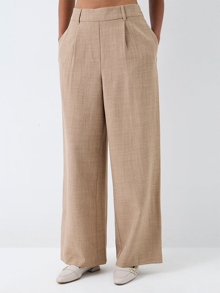 Wardrobe Beige High-Rise Trousers