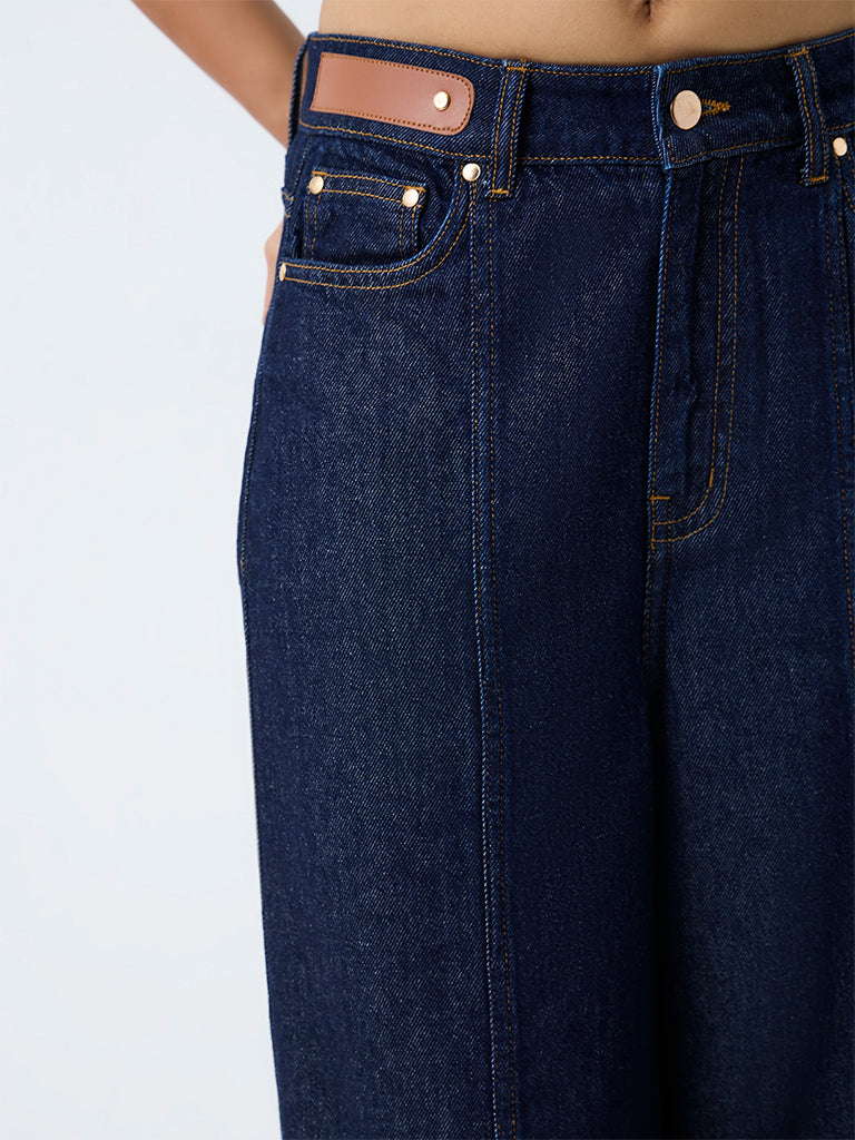 LOV Dark Blue High-Rise Wide-Leg Jeans