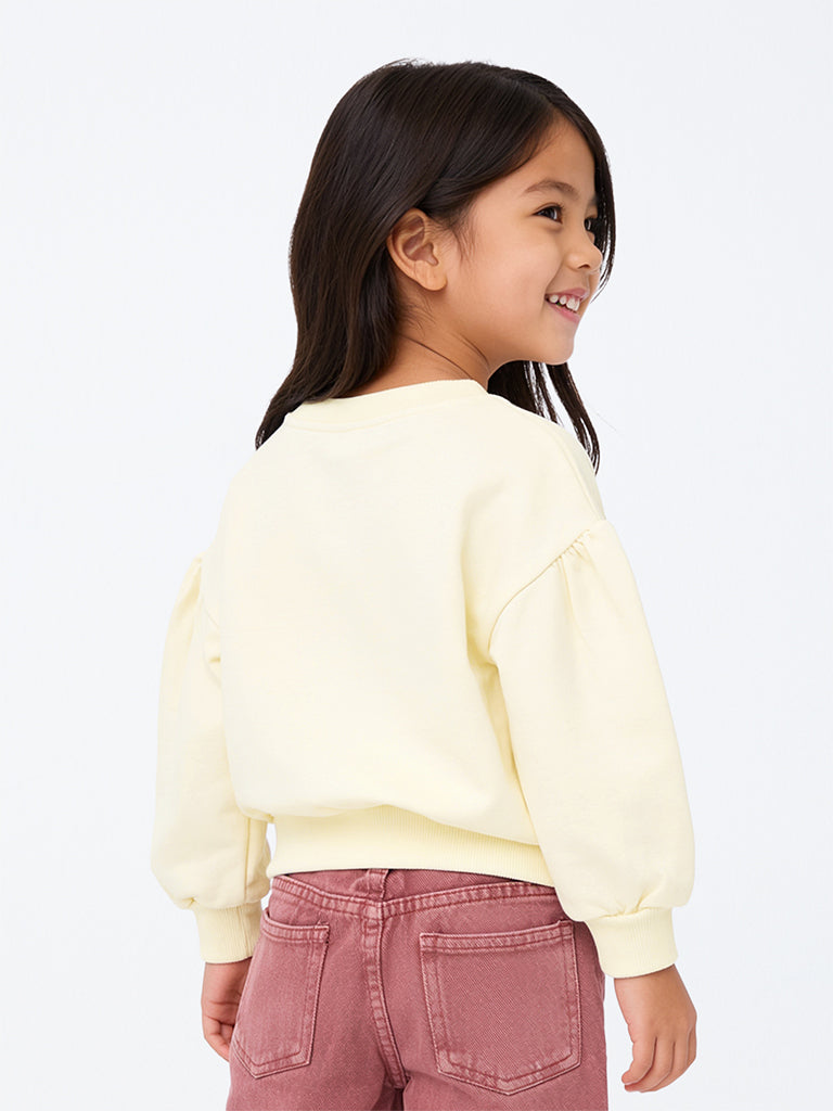 HOP Kids Girls Cream Bow Detailed Sweatshirt