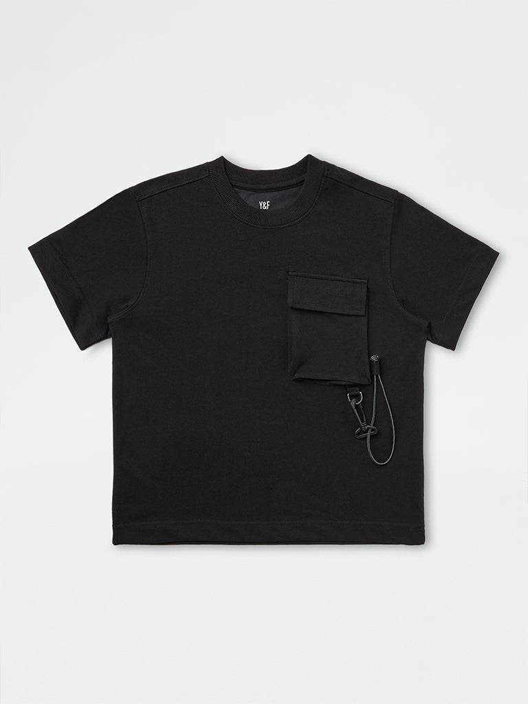 Boys Black Pocket-Detail Cotton-Blend T-Shirt