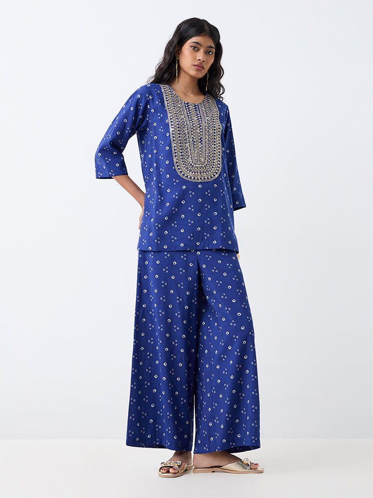 Utsa Dark Blue Sequin Embellished Tunic