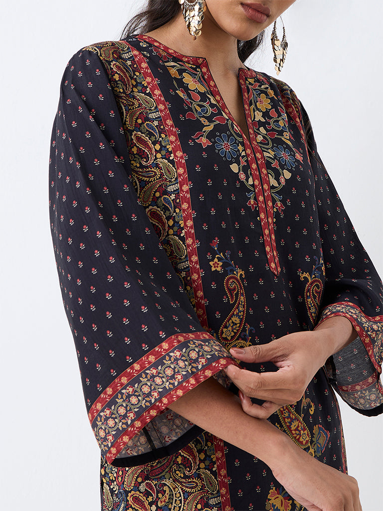 Utsa Black Paisley Printed Tunic