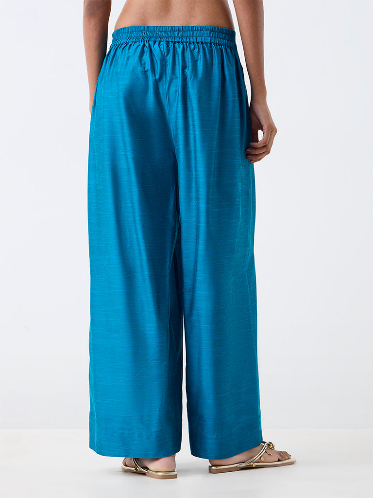 Utsa Blue Solid Pants