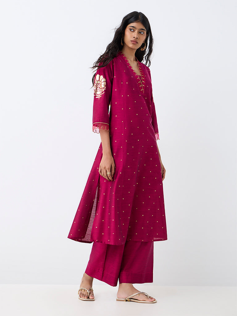 Utsa Fuchsia Solid Pants
