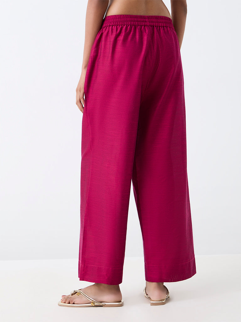 Utsa Fuchsia Solid Pants
