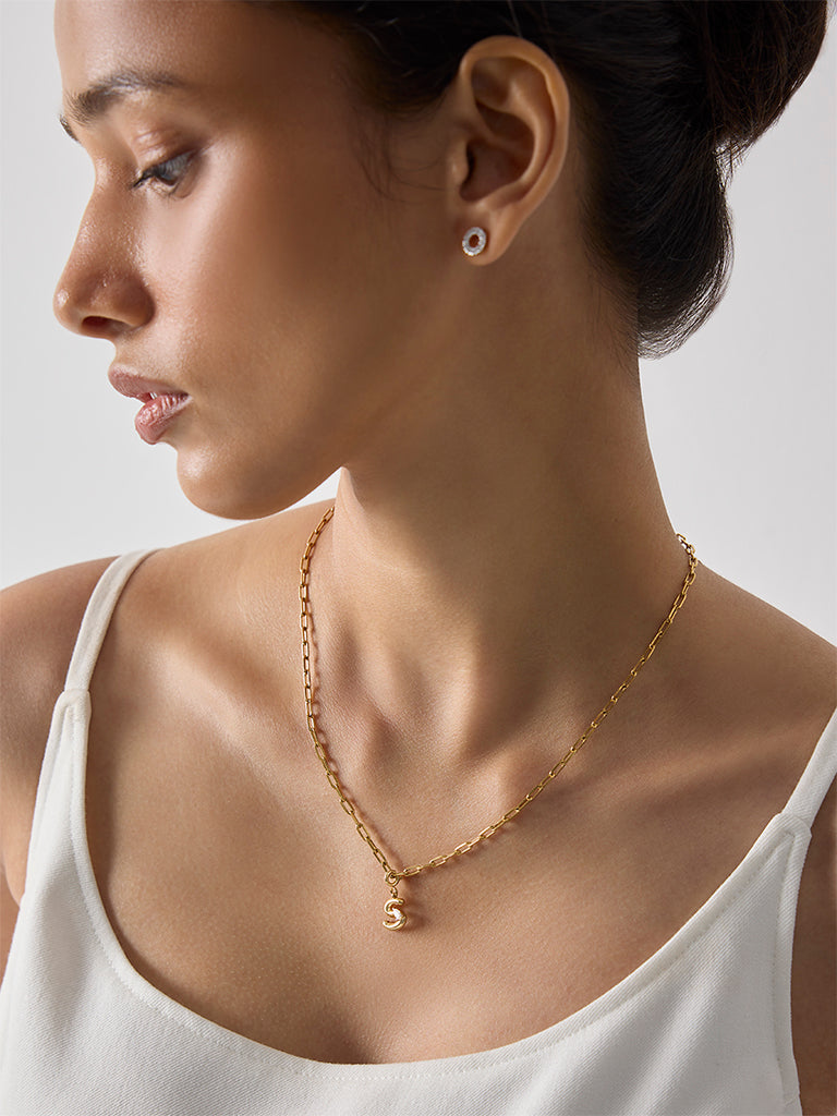 S Letter Lab Diamond Pendant