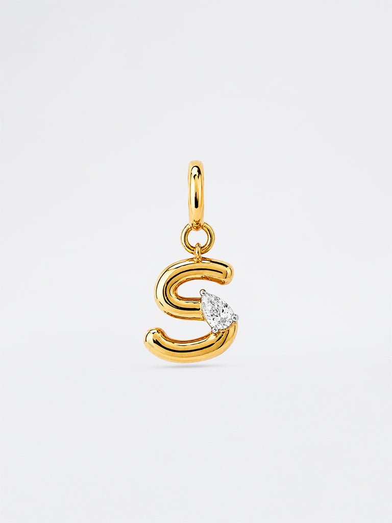 S Letter Lab Diamond Pendant