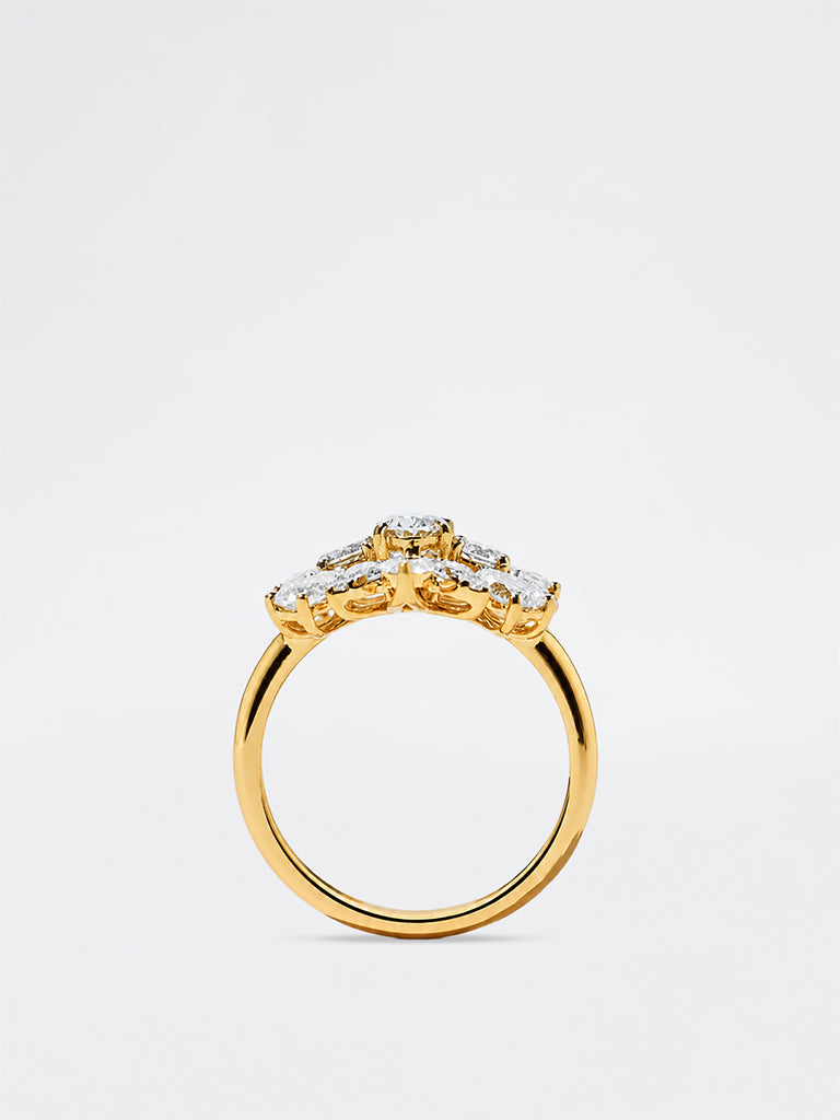 Gold Floral Cluster Lab Diamond Cocktail Ring