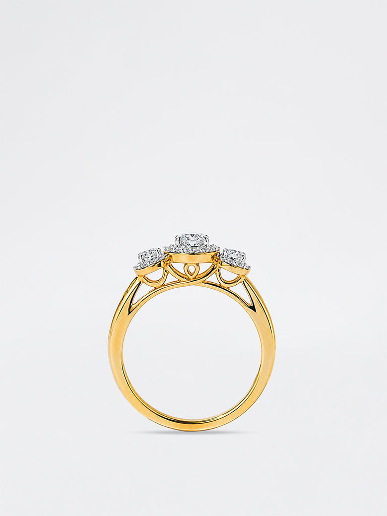 Gold Triple Lab Diamond Halo Ring