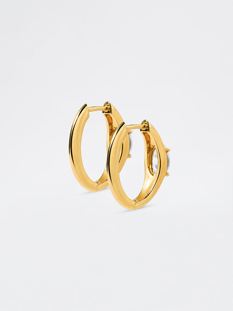 Pome Luxe Gold Lab Diamond Solitaire Hoop Earring