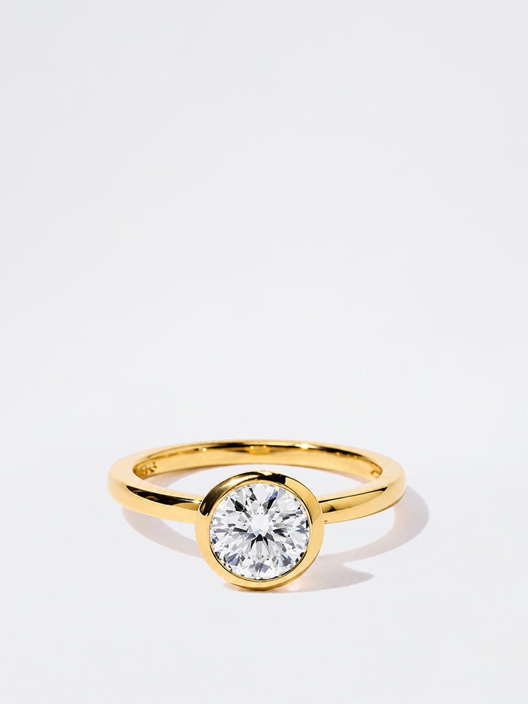 Gold Round Bezel Lab Diamond Solitaire Ring