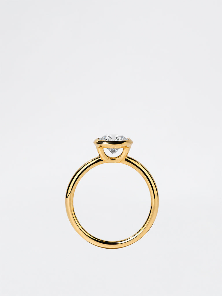 Gold Round Bezel Lab Diamond Solitaire Ring