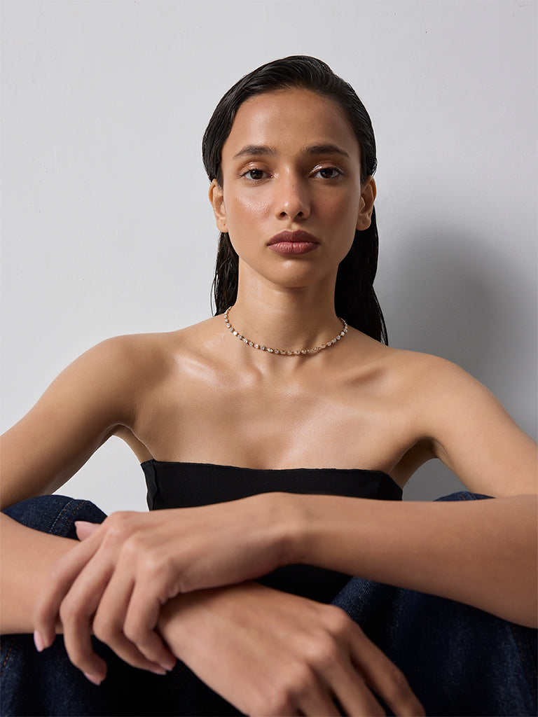 Gold Multi-Cut Lab Diamond Tennis Necklace
