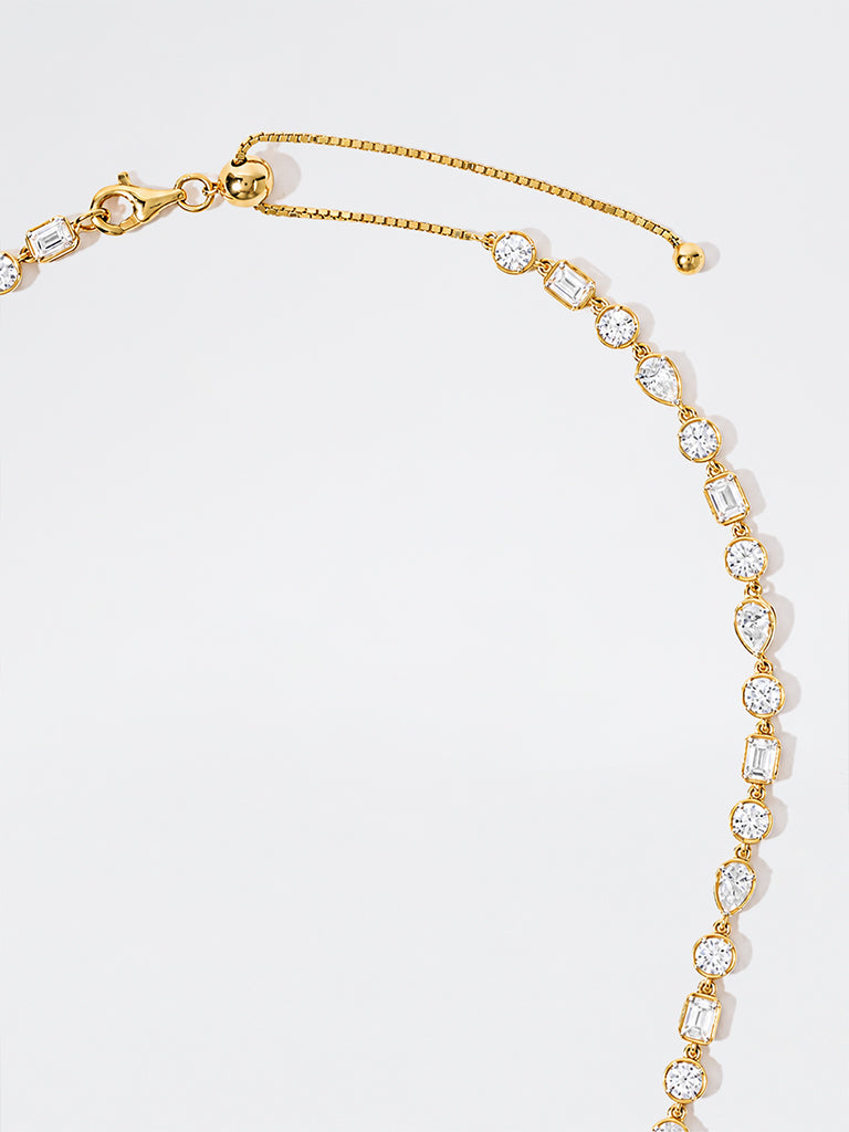 Gold Multi-Cut Lab Diamond Tennis Necklace