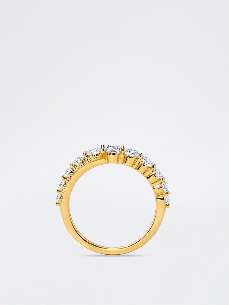 Gold Lab Diamond Triple Cluster Ring