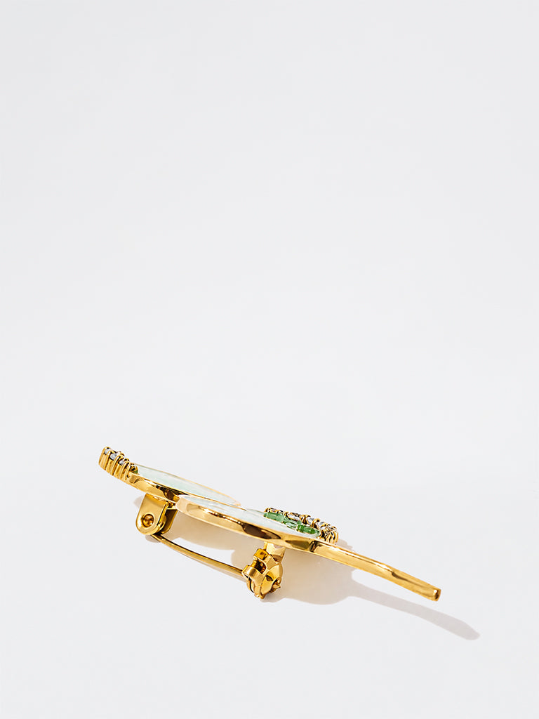 Green Leaf Lab Diamond Brooch