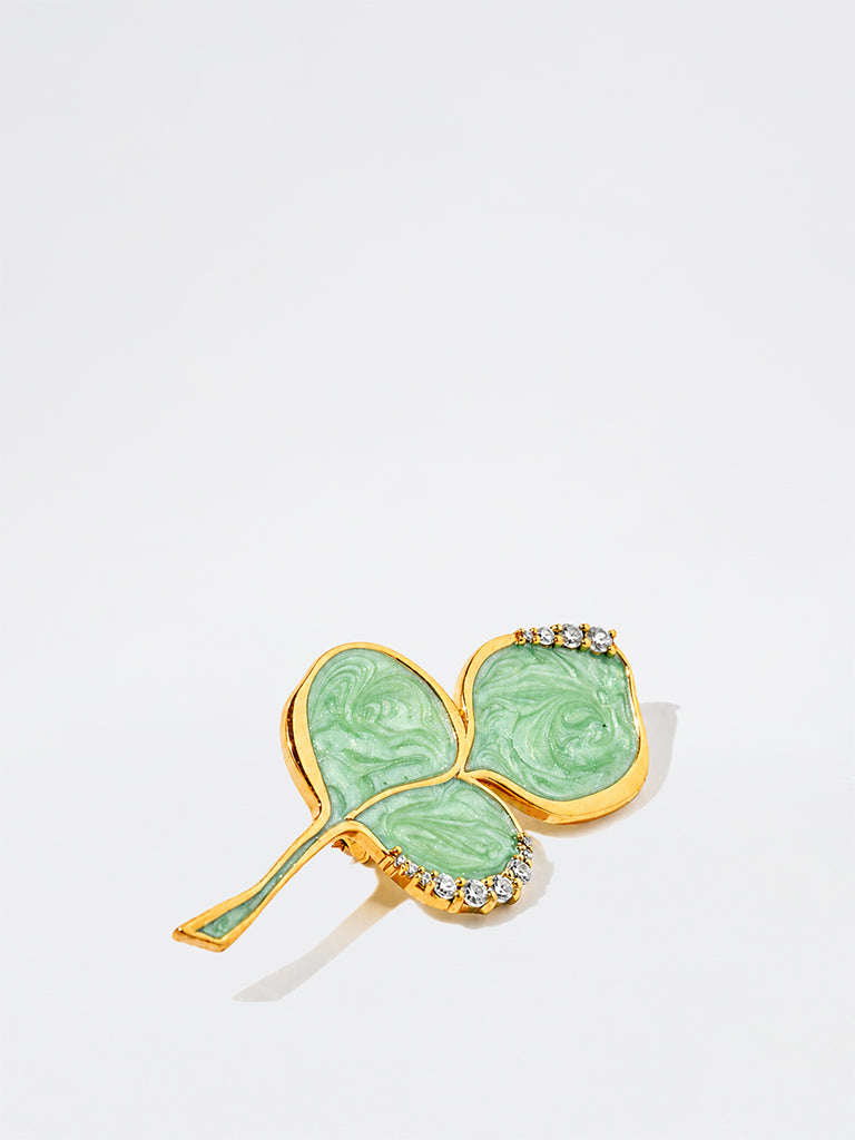 Green Leaf Lab Diamond Brooch