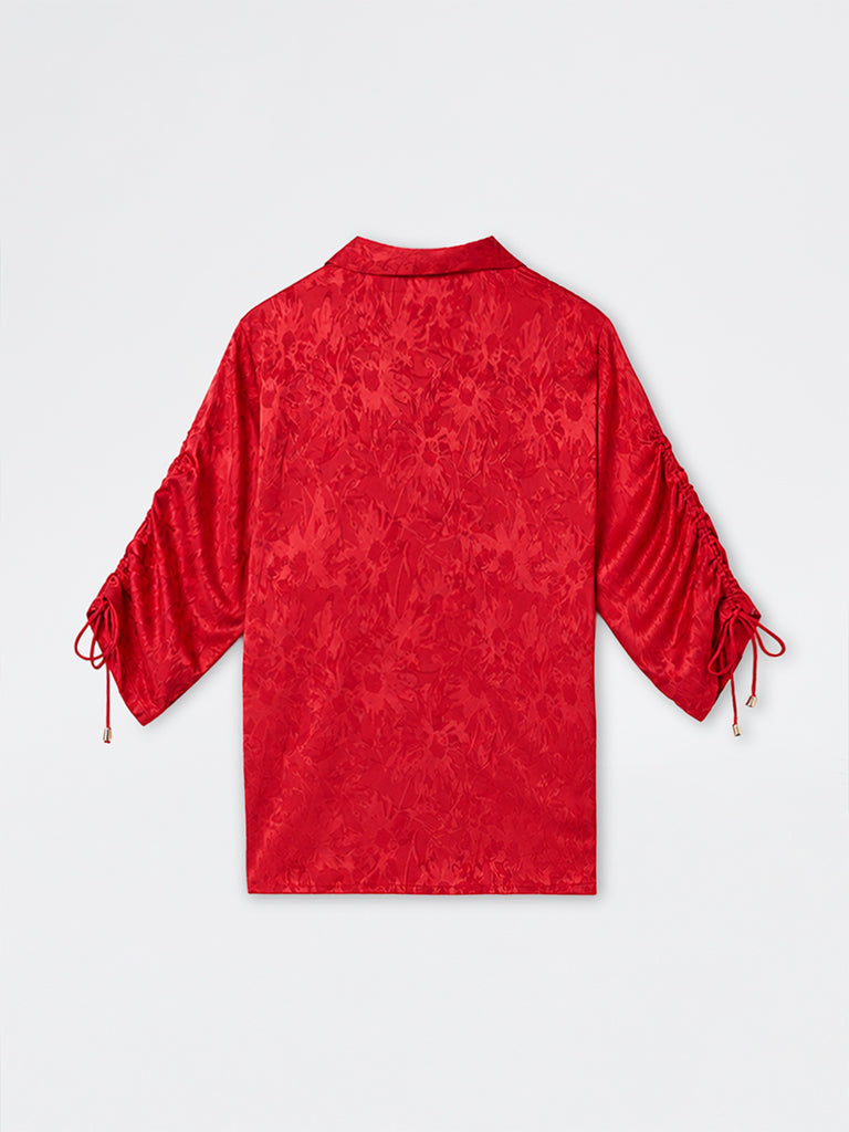Gia Red Floral Jacquard Shirt