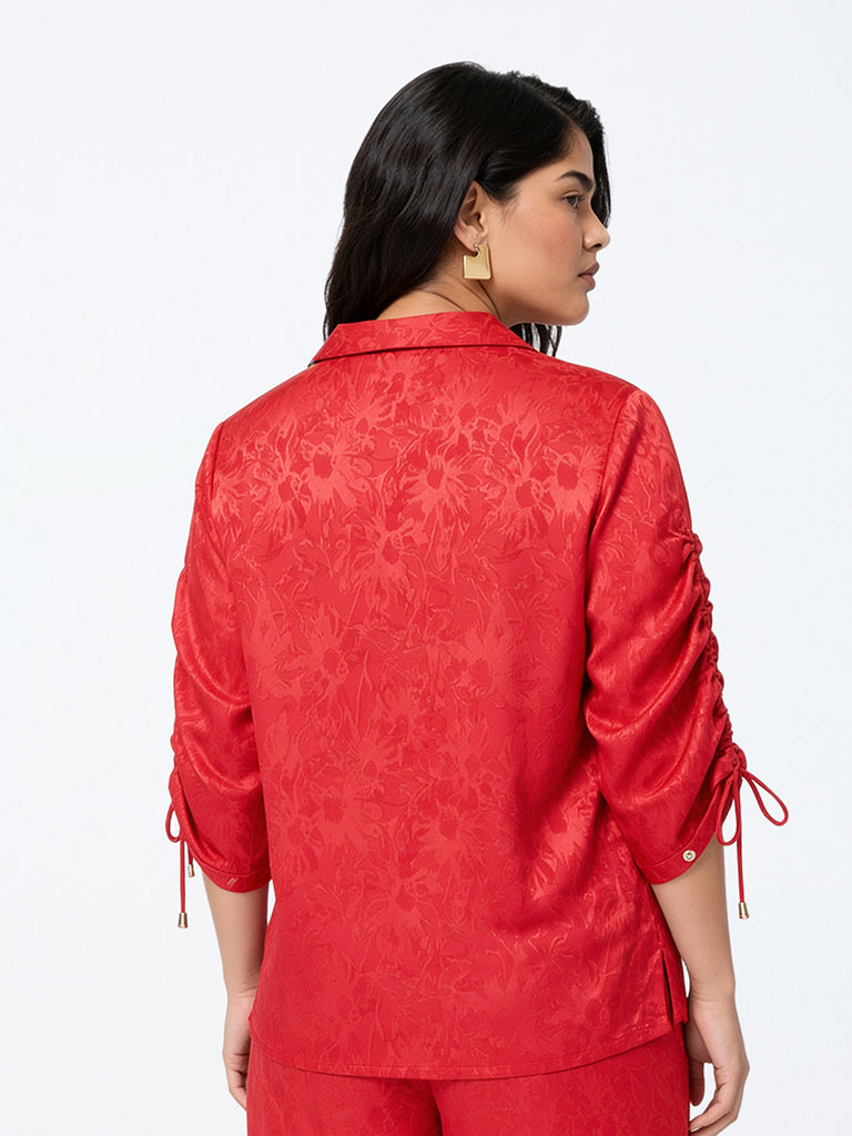 Gia Red Floral Jacquard Shirt