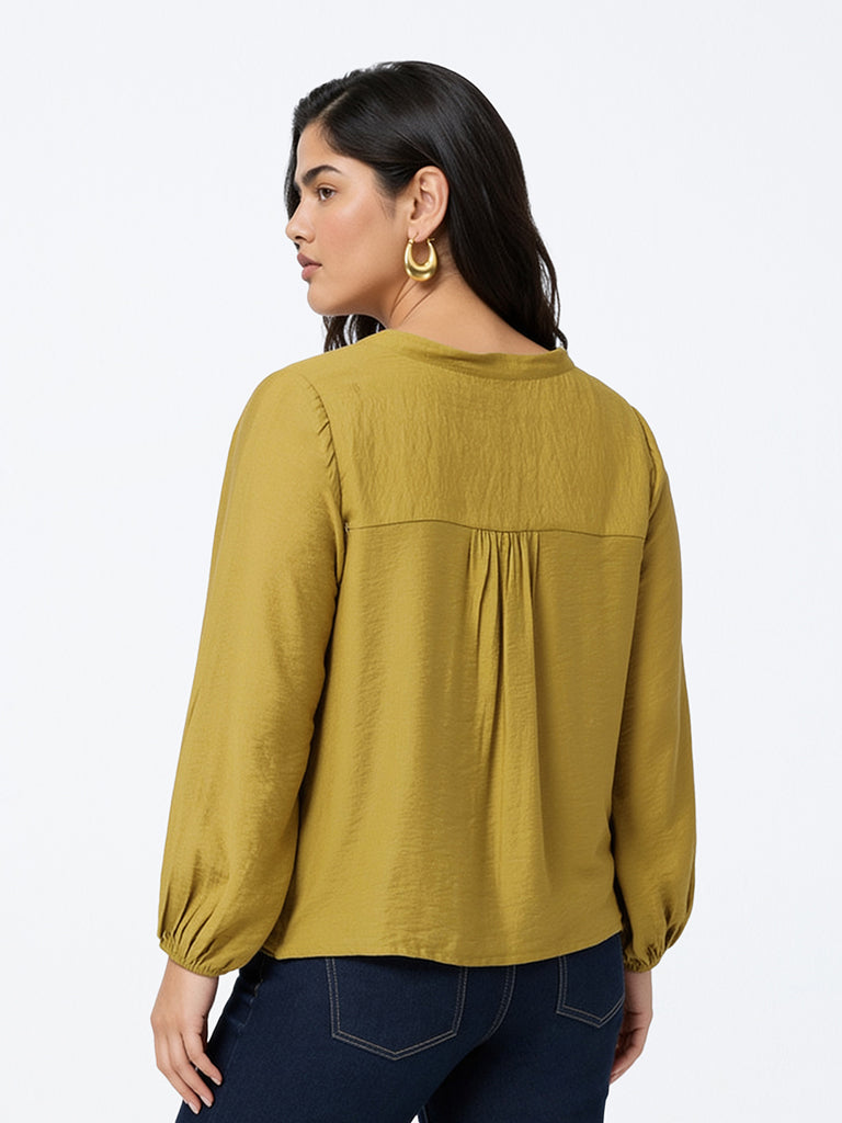 Gia Mustard Pintuck Design Blouse