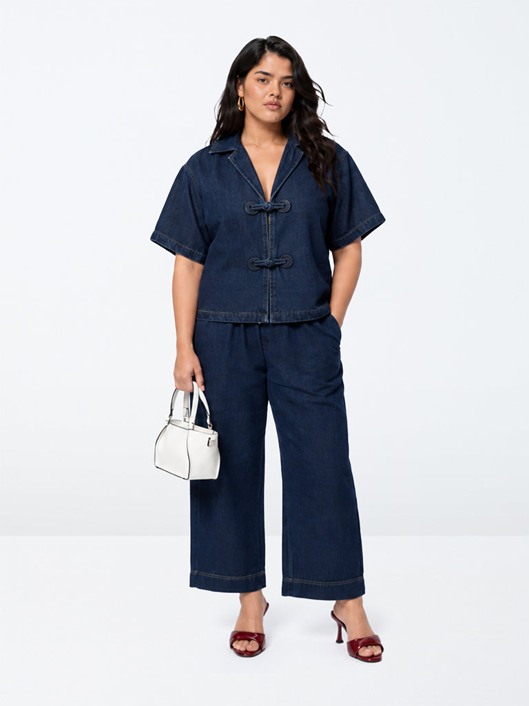Gia Dark Blue High-Rise Denim Trousers