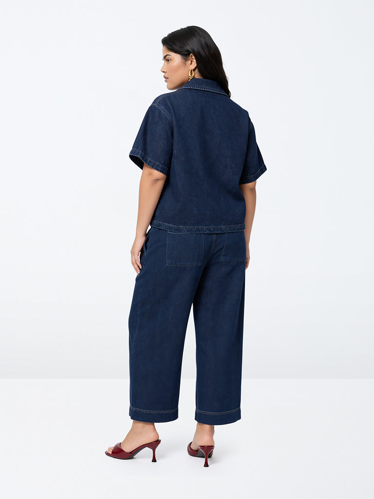 Gia Dark Blue High-Rise Denim Trousers