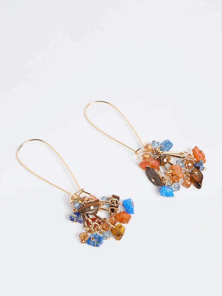 Westside Accessories Multicolour Stone Fish Hook Earrings