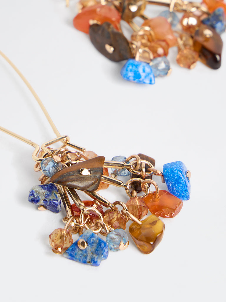 Westside Accessories Multicolour Stone Fish Hook Earrings