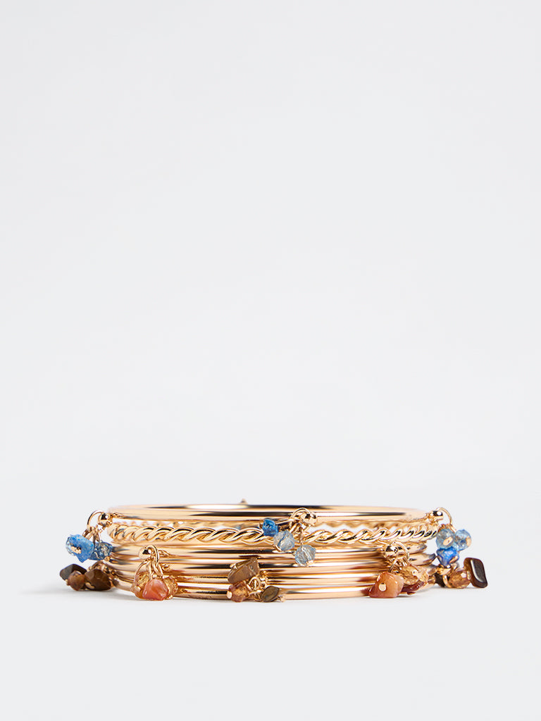 Westside Accessories Multicolour Stone Bangles - Pack of 6
