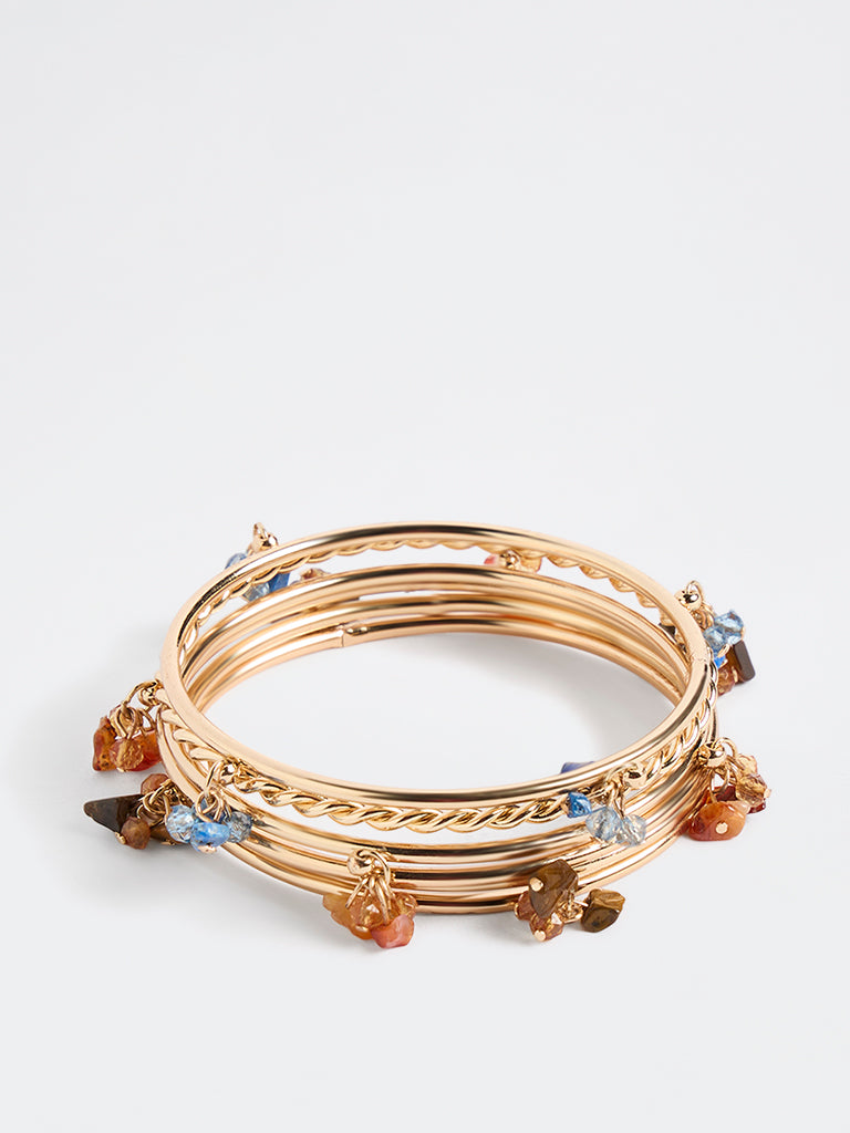 Westside Accessories Multicolour Stone Bangles - Pack of 6