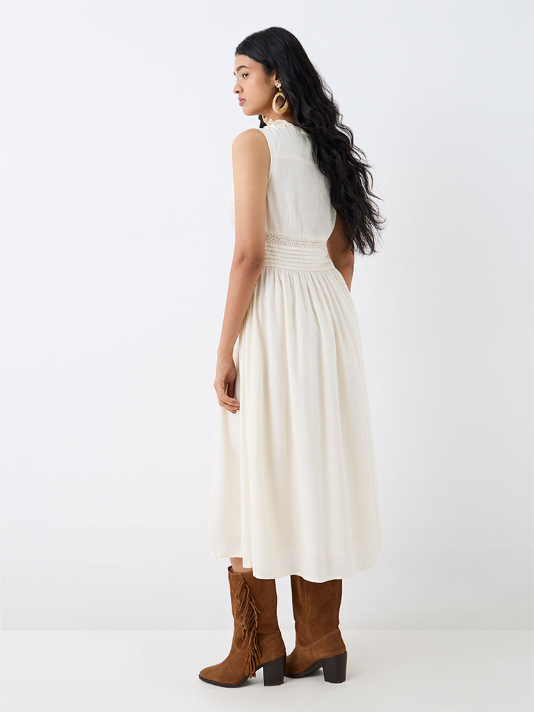 LOV Cream Broderie Anglaise A-Line Dress