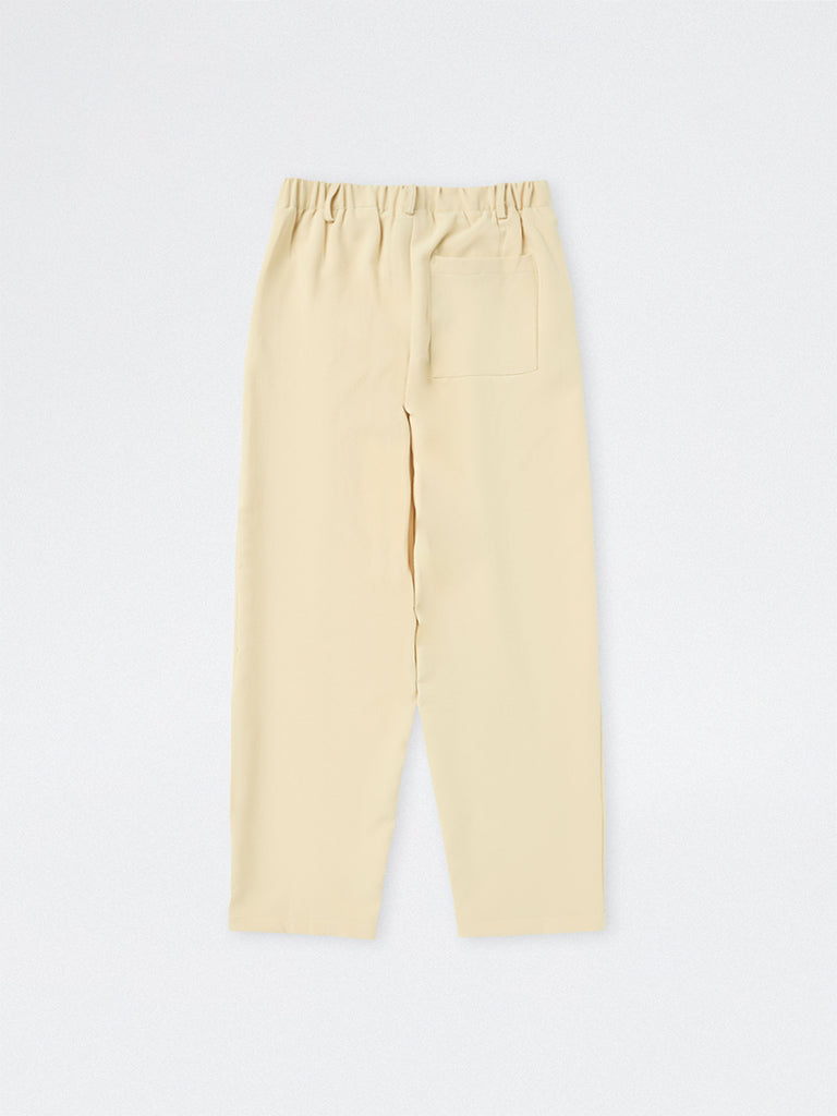 HOP Kids Boys Cream Pleated Mid-Rise Trousers