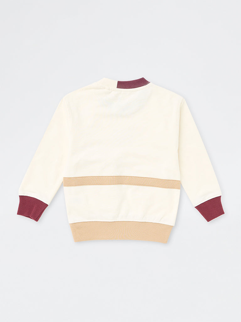 HOP Kids Boys Off-White Waist-Bag Style Cotton Sweatshirt