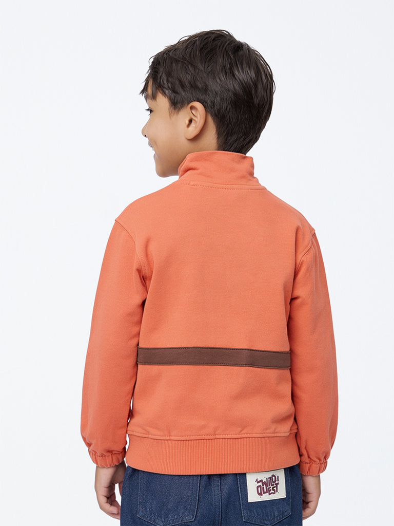 HOP Kids Boys Orange Waist-Bag Style Cotton Sweatshirt