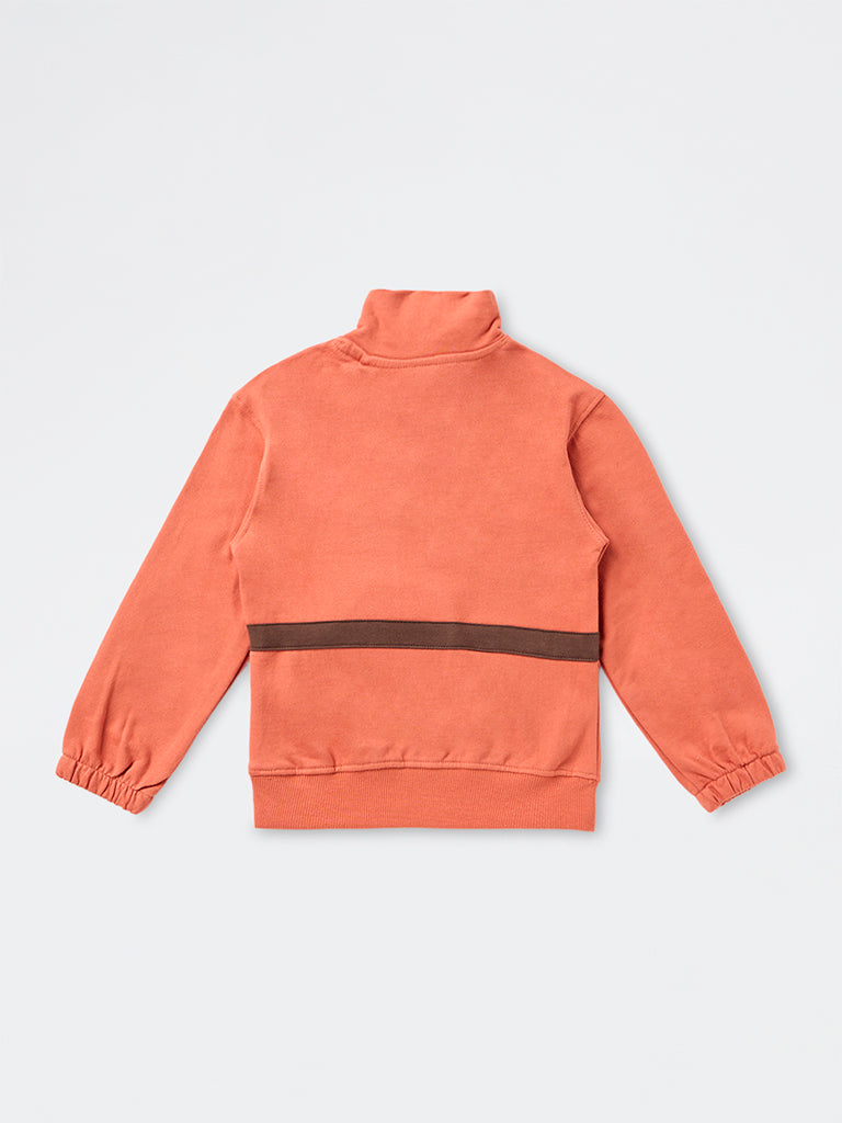 HOP Kids Boys Orange Waist-Bag Style Cotton Sweatshirt