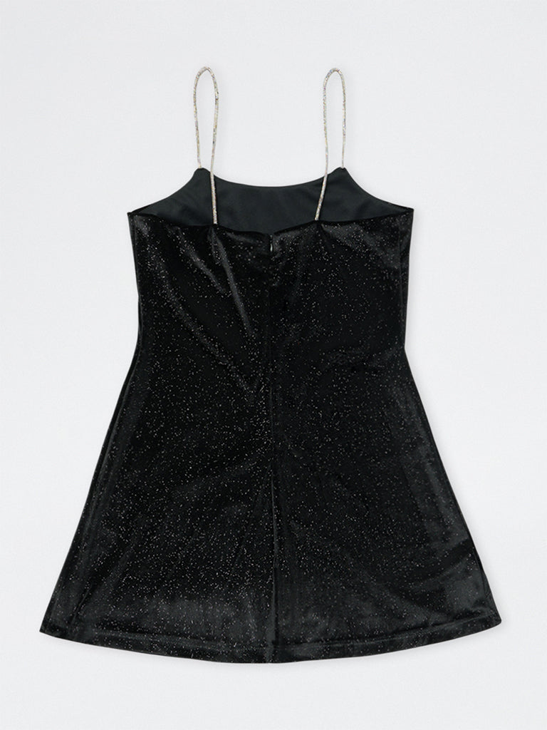 Girls Black Speckled Shimmer A-Line Dress